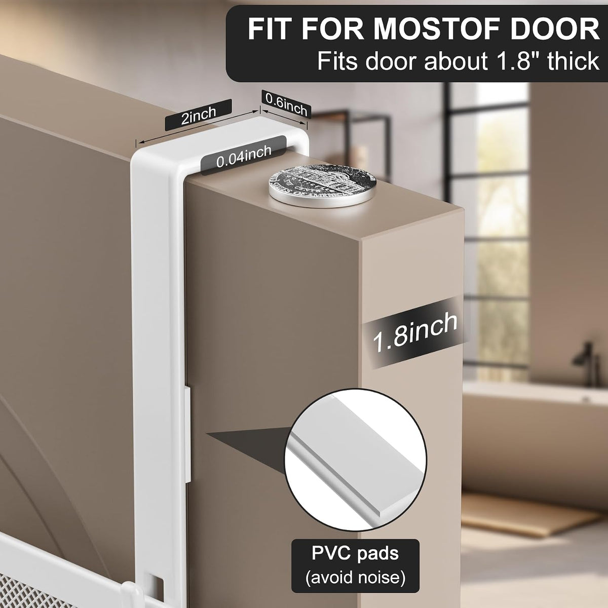 Over the Door Hooks Organizer,Door Hanger Fits Doors 1 3/4" White