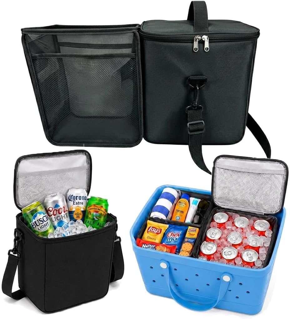 Cooler Organizer Insert for X Large Bogg Bag Accessories, 2-in-1 Leakproof Insulated Ice Chest & Mesh Storage Bag Divider, Ideal Beach Rubber Tote Gift for Simply Modern/Simply Southern