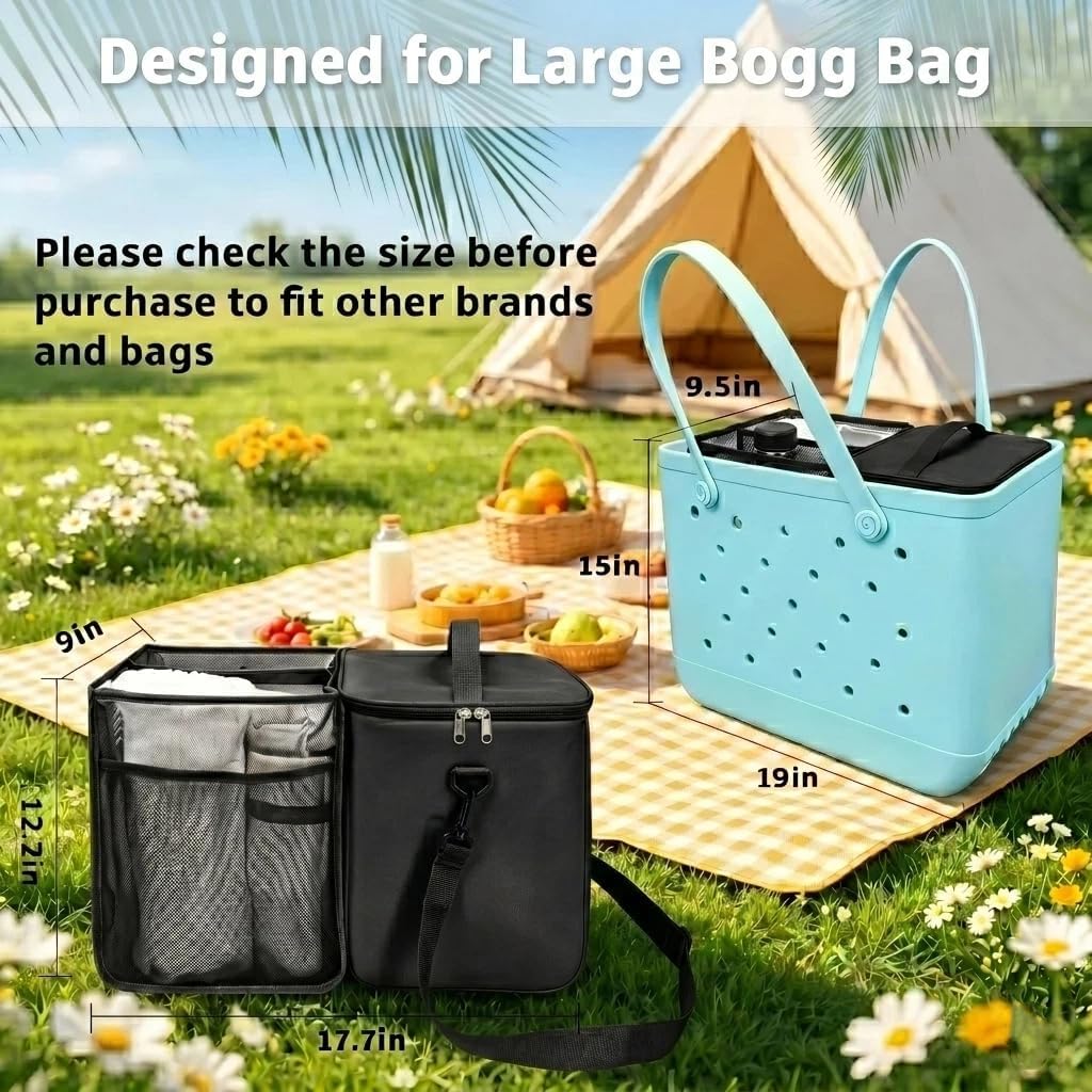 Cooler Organizer Insert for X Large Bogg Bag Accessories, 2-in-1 Leakproof Insulated Ice Chest & Mesh Storage Bag Divider, Ideal Beach Rubber Tote Gift for Simply Modern/Simply Southern
