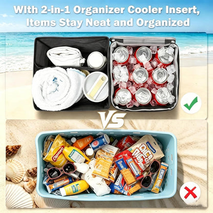 Cooler Organizer Insert for X Large Bogg Bag Accessories, 2-in-1 Leakproof Insulated Ice Chest & Mesh Storage Bag Divider, Ideal Beach Rubber Tote Gift for Simply Modern/Simply Southern
