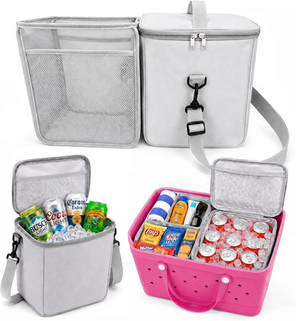 Cooler Organizer Insert for X Large Bogg Bag Accessories, 2-in-1 Leakproof Insulated Ice Chest & Mesh Storage Bag Divider, Ideal Beach Rubber Tote Gift for Simply Modern/Simply Southern