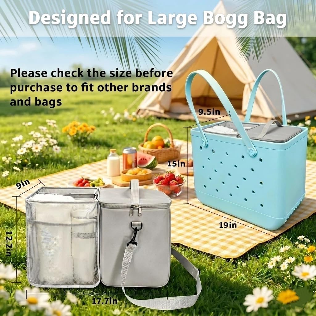 Cooler Organizer Insert for X Large Bogg Bag Accessories, 2-in-1 Leakproof Insulated Ice Chest & Mesh Storage Bag Divider, Ideal Beach Rubber Tote Gift for Simply Modern/Simply Southern