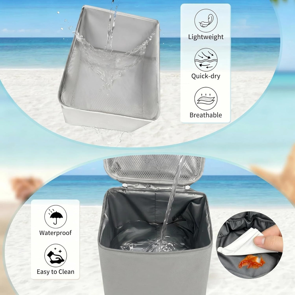 Cooler Organizer Insert for X Large Bogg Bag Accessories, 2-in-1 Leakproof Insulated Ice Chest & Mesh Storage Bag Divider, Ideal Beach Rubber Tote Gift for Simply Modern/Simply Southern