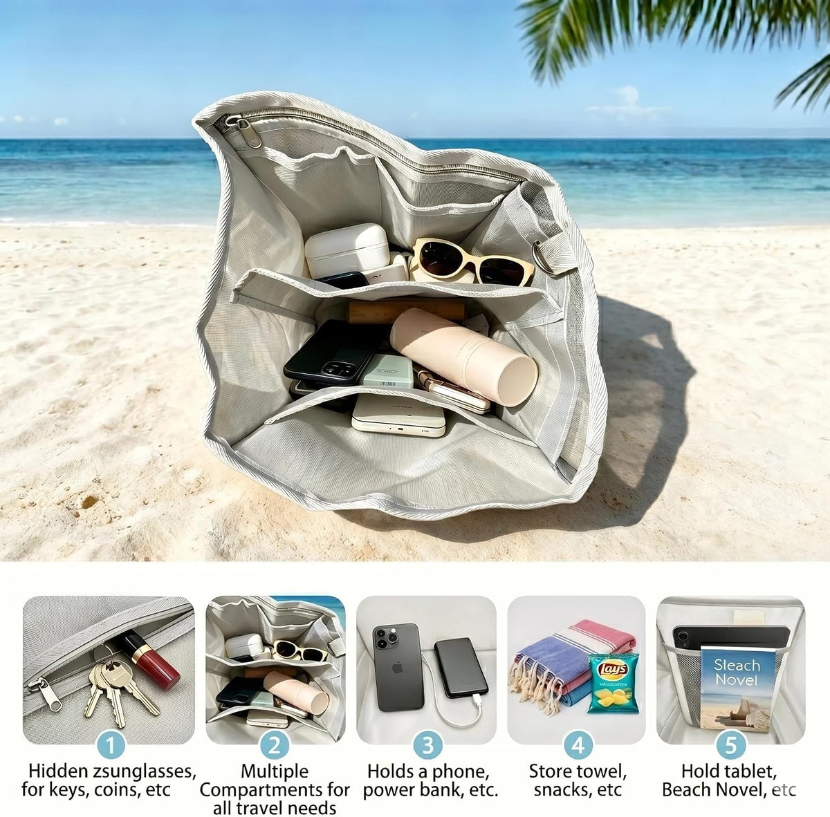 Cooler Organizer Insert for X Large Bogg Bag Accessories, 2-in-1 Leakproof Insulated Ice Chest & Mesh Storage Bag Divider, Ideal Beach Rubber Tote Gift for Simply Modern/Simply Southern