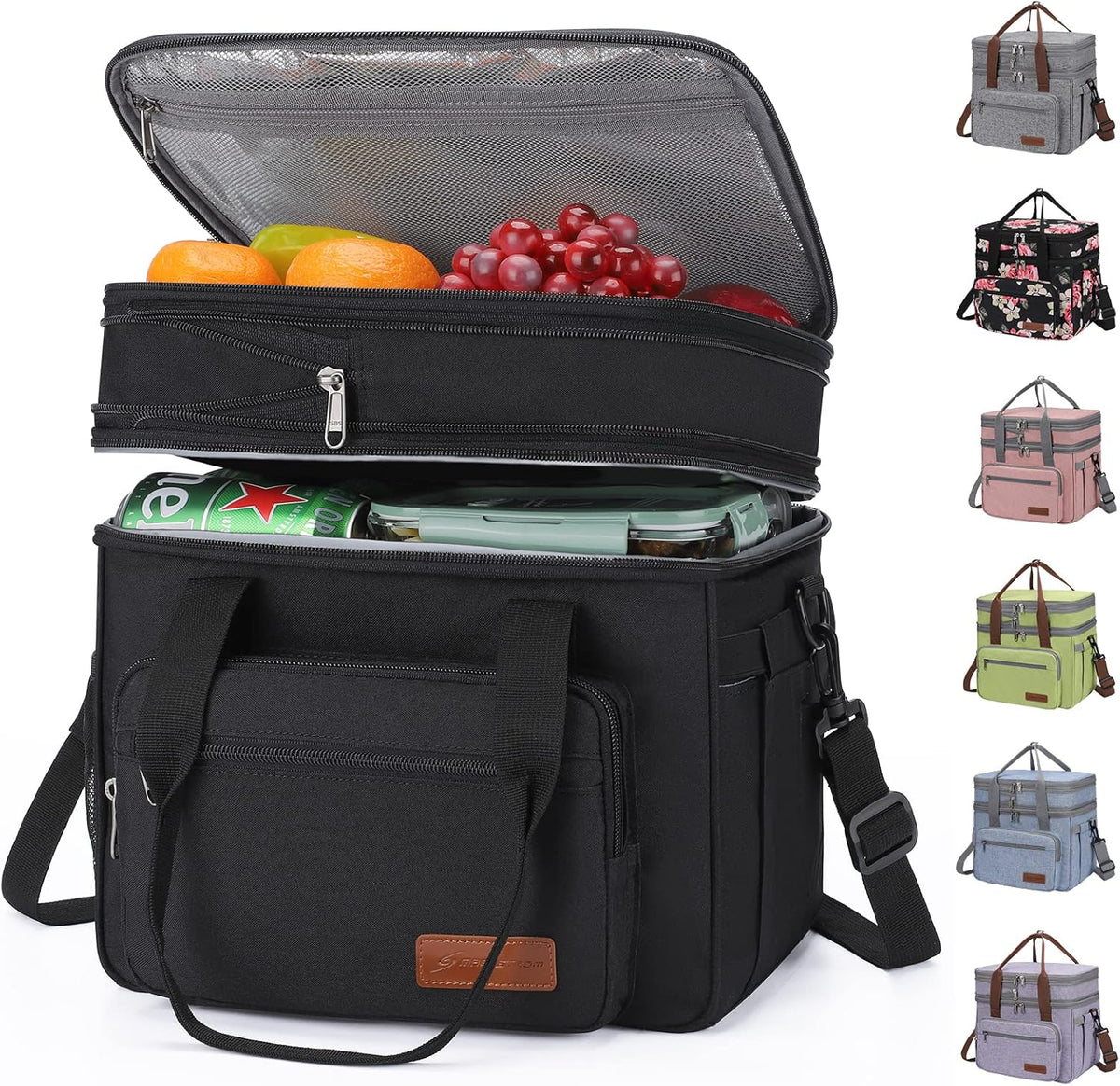 23L Insulated Lunch Box, Expandable Double Deck Cooler Bag