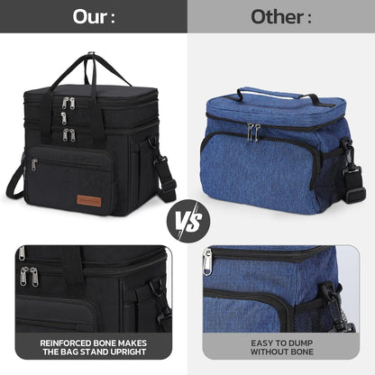 23L Insulated Lunch Box, Expandable Double Deck Cooler Bag
