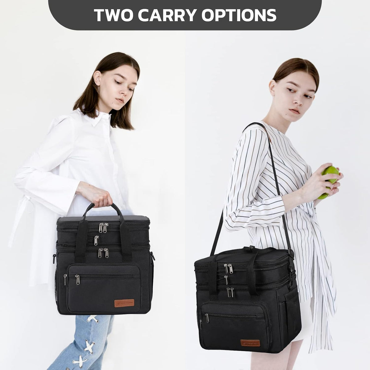 23L Insulated Lunch Box, Expandable Double Deck Cooler Bag