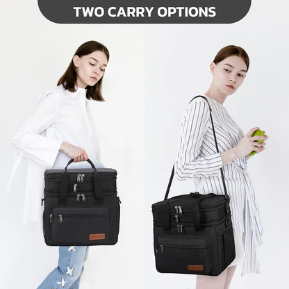 23L Insulated Lunch Box, Expandable Double Deck Cooler Bag