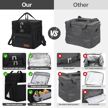 23L Insulated Lunch Box, Expandable Double Deck Cooler Bag