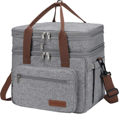 23L Insulated Lunch Box, Expandable Double Deck Cooler Bag