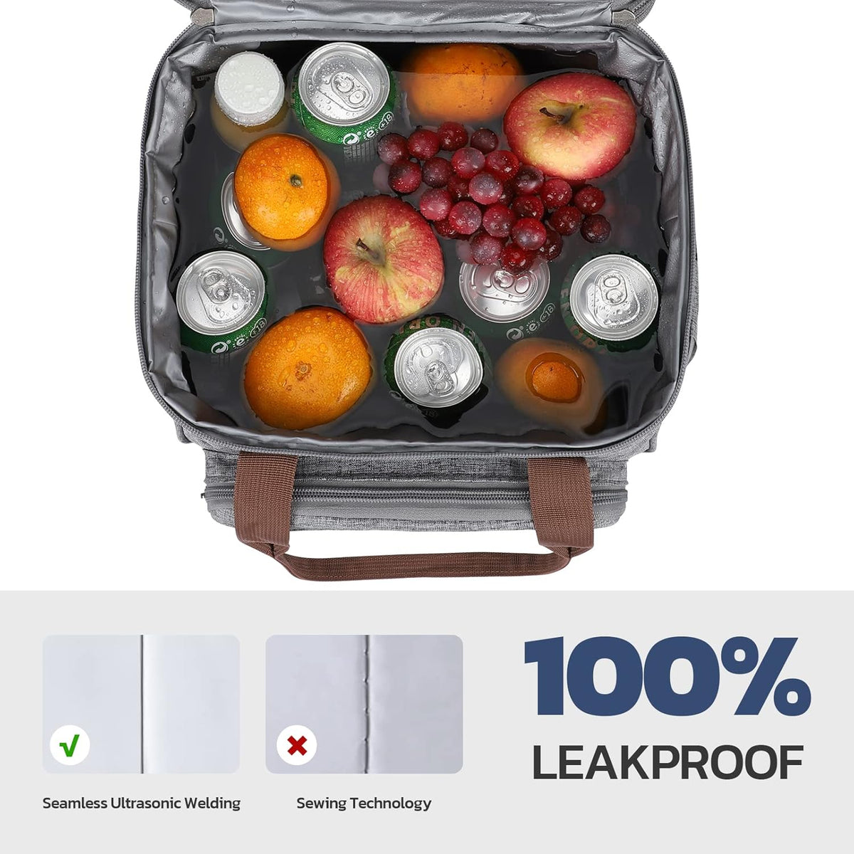 23L Insulated Lunch Box, Expandable Double Deck Cooler Bag