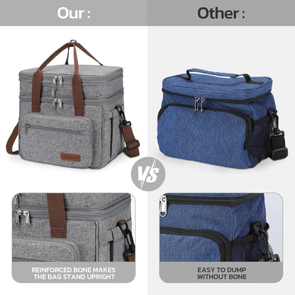 23L Insulated Lunch Box, Expandable Double Deck Cooler Bag