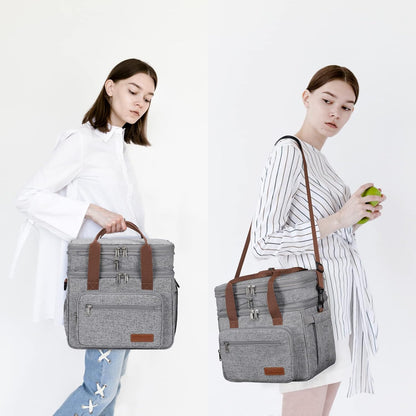 23L Insulated Lunch Box, Expandable Double Deck Cooler Bag