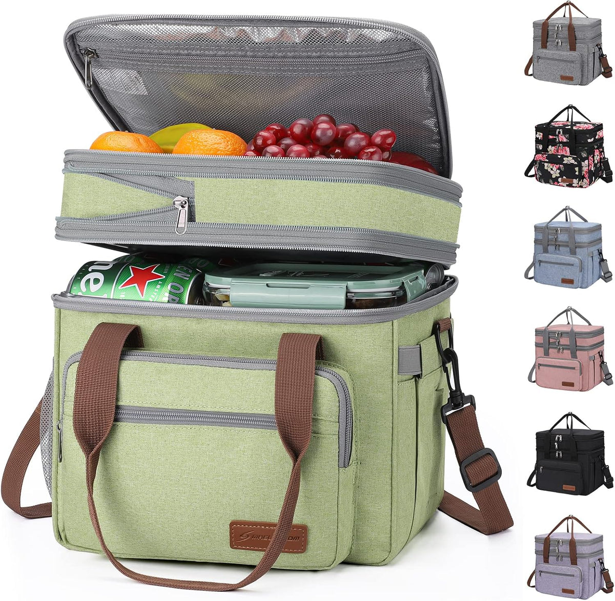 23L Insulated Lunch Box, Expandable Double Deck Cooler Bag