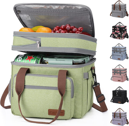 23L Insulated Lunch Box, Expandable Double Deck Cooler Bag