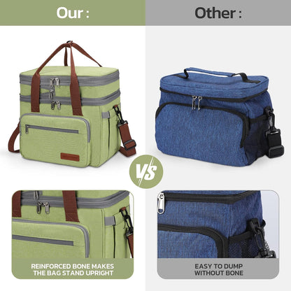 23L Insulated Lunch Box, Expandable Double Deck Cooler Bag