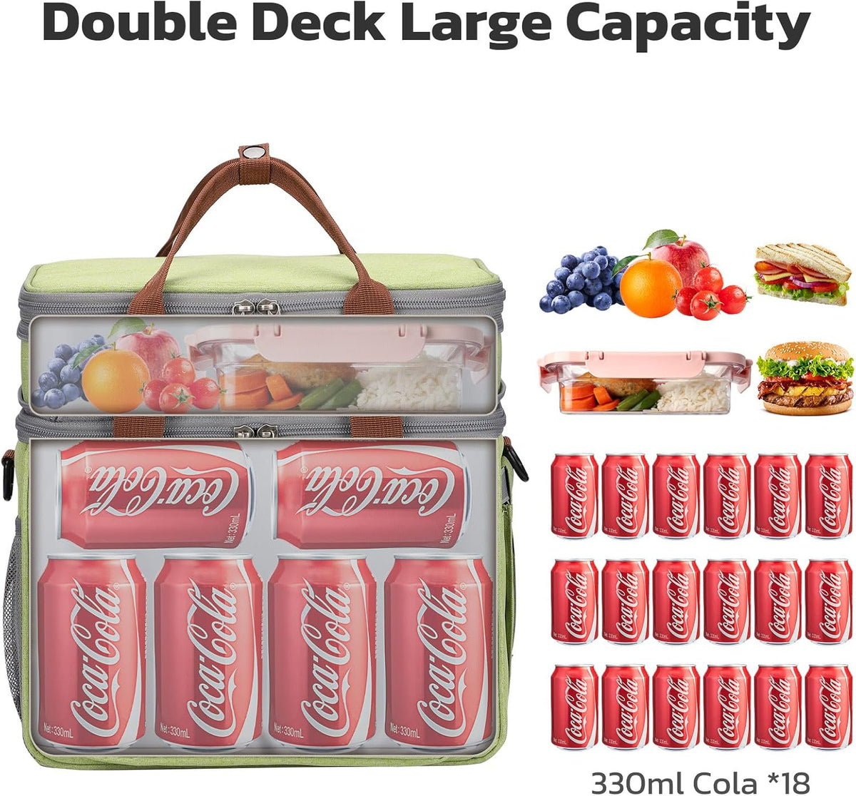 23L Insulated Lunch Box, Expandable Double Deck Cooler Bag