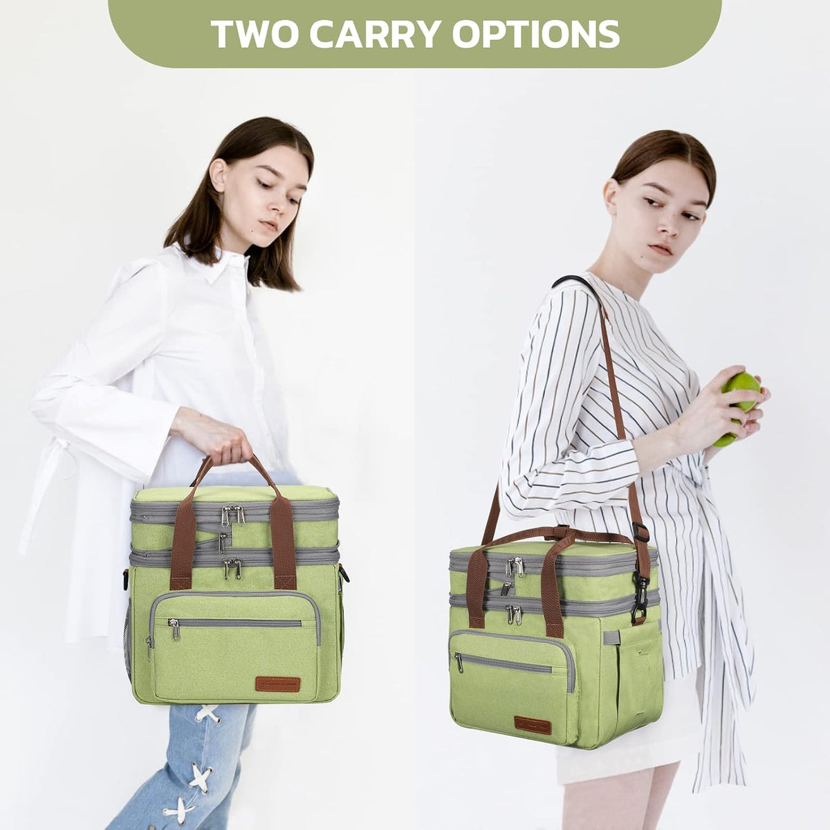23L Insulated Lunch Box, Expandable Double Deck Cooler Bag