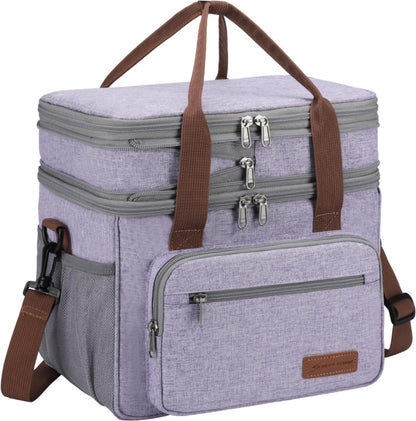 23L Insulated Lunch Box, Expandable Double Deck Cooler Bag
