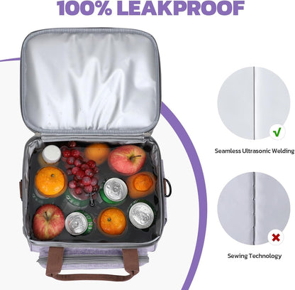 23L Insulated Lunch Box, Expandable Double Deck Cooler Bag