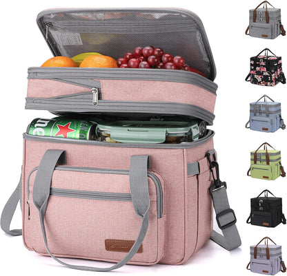 23L Insulated Lunch Box, Expandable Double Deck Cooler Bag