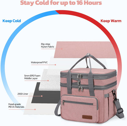 23L Insulated Lunch Box, Expandable Double Deck Cooler Bag