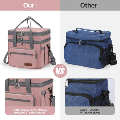 23L Insulated Lunch Box, Expandable Double Deck Cooler Bag