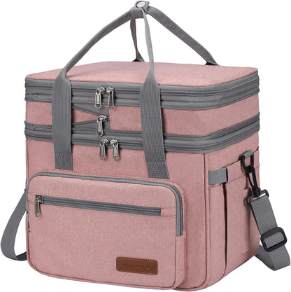 23L Insulated Lunch Box, Expandable Double Deck Cooler Bag