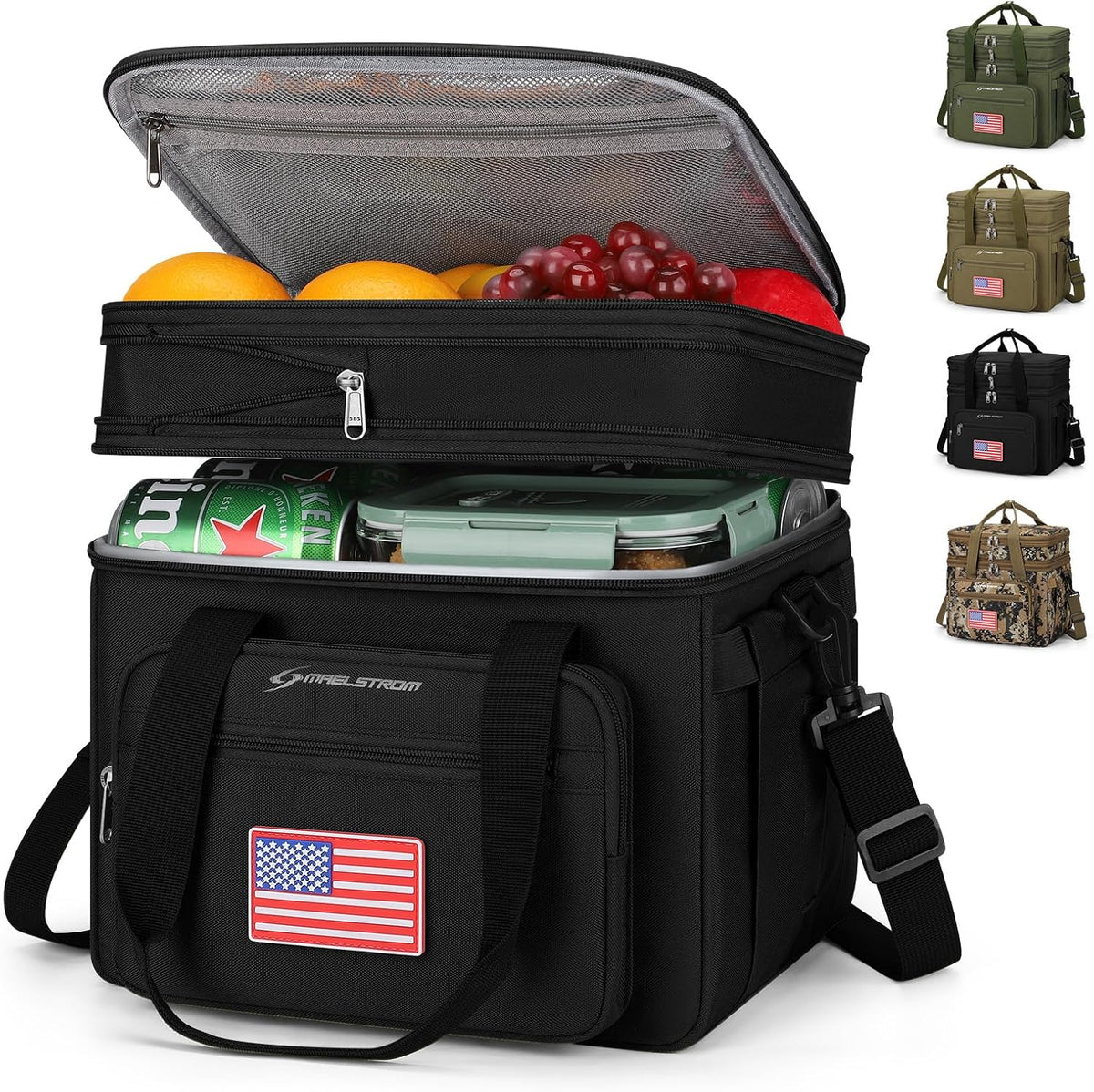 23L Insulated Lunch Box, Expandable Double Deck Cooler Bag