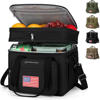 23L Insulated Lunch Box, Expandable Double Deck Cooler Bag