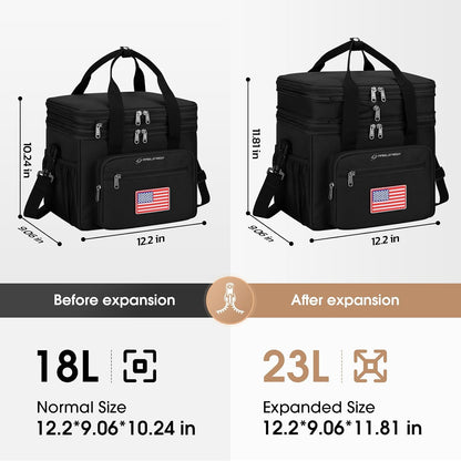 23L Insulated Lunch Box, Expandable Double Deck Cooler Bag