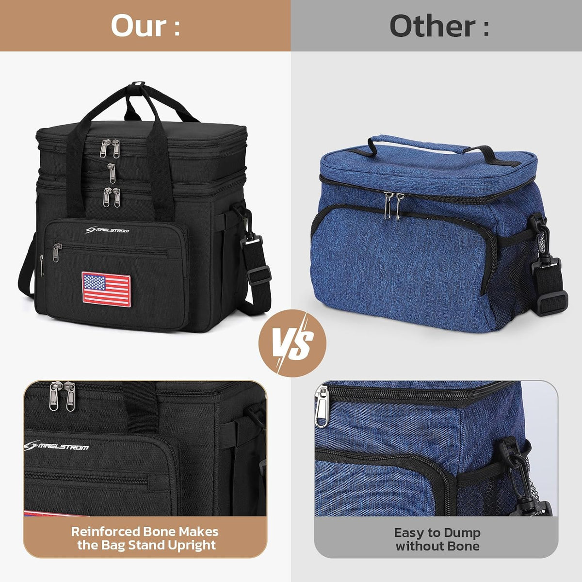 23L Insulated Lunch Box, Expandable Double Deck Cooler Bag