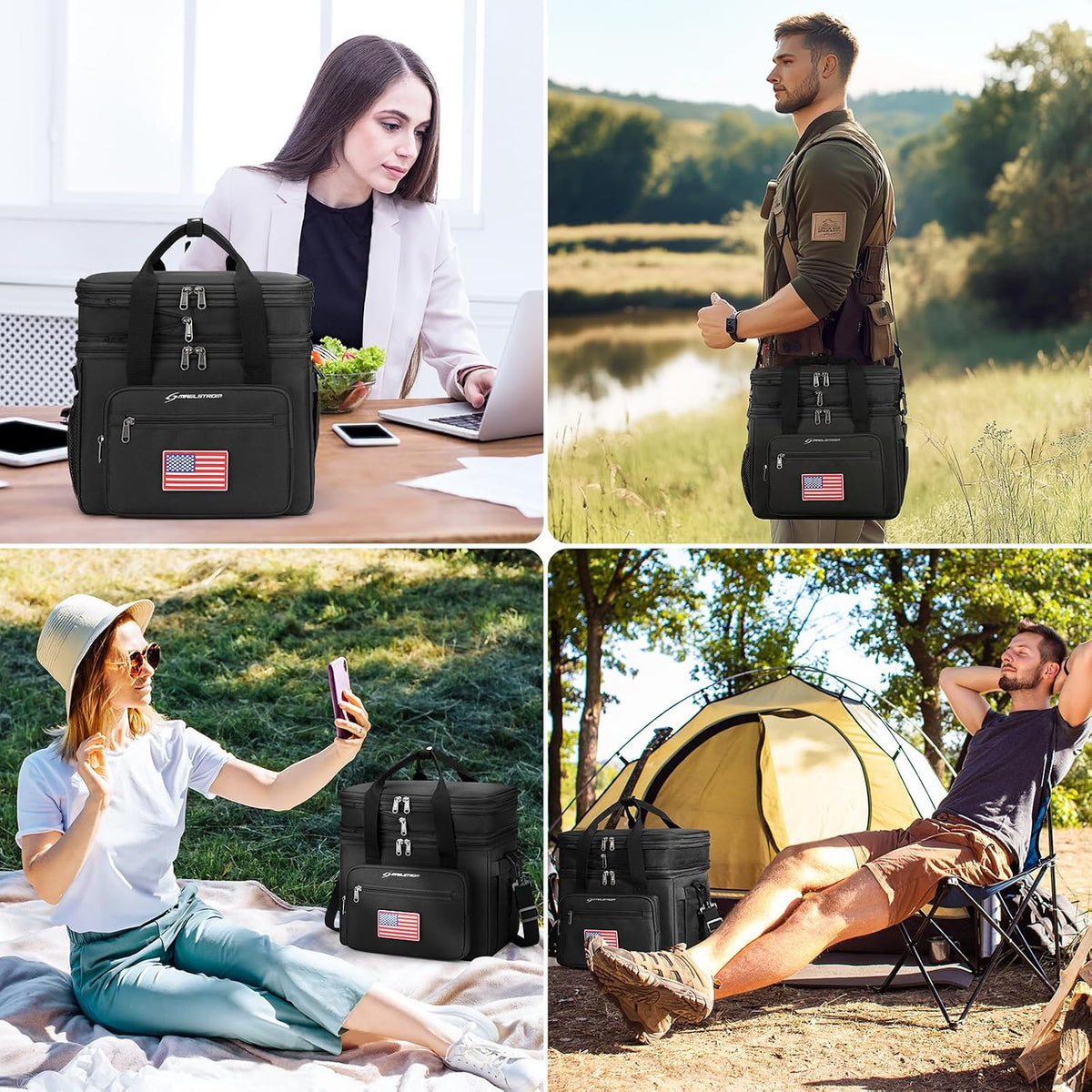 23L Insulated Lunch Box, Expandable Double Deck Cooler Bag