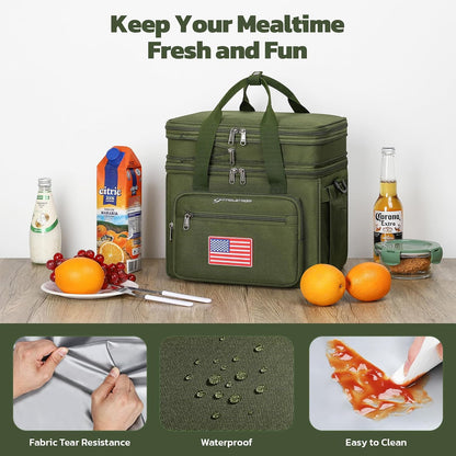 23L Insulated Lunch Box, Expandable Double Deck Cooler Bag