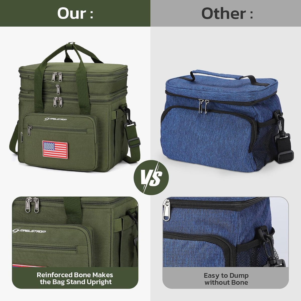 23L Insulated Lunch Box, Expandable Double Deck Cooler Bag