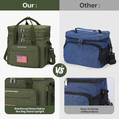 23L Insulated Lunch Box, Expandable Double Deck Cooler Bag