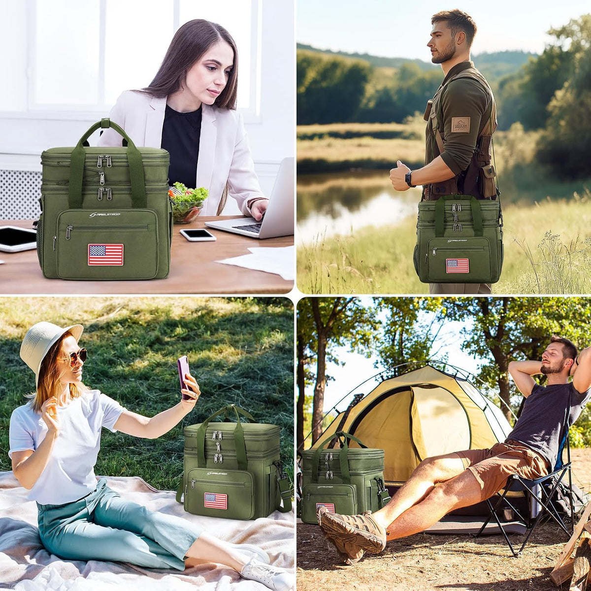 23L Insulated Lunch Box, Expandable Double Deck Cooler Bag
