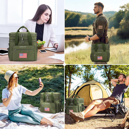 23L Insulated Lunch Box, Expandable Double Deck Cooler Bag