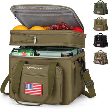 23L Insulated Lunch Box, Expandable Double Deck Cooler Bag