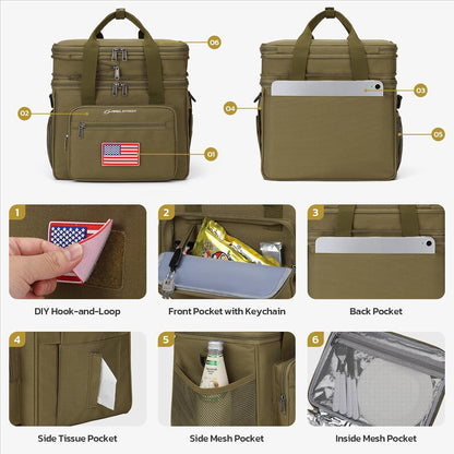 23L Insulated Lunch Box, Expandable Double Deck Cooler Bag