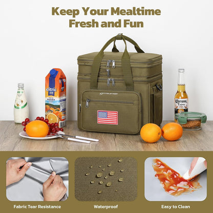 23L Insulated Lunch Box, Expandable Double Deck Cooler Bag