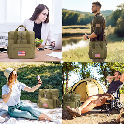 23L Insulated Lunch Box, Expandable Double Deck Cooler Bag