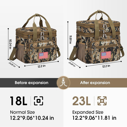 23L Insulated Lunch Box, Expandable Double Deck Cooler Bag