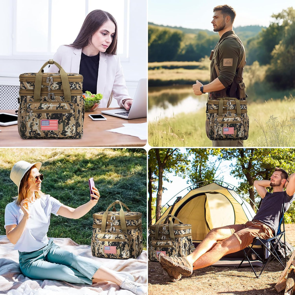 23L Insulated Lunch Box, Expandable Double Deck Cooler Bag