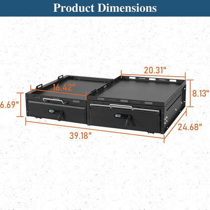 JK JL Trunk Drawer System w/Fridge Slide Mount for 2007-2026 Jeep Wrangler JK JL 4-Door, Tailgate Lockable Tool Box Cargo Storage Organizer