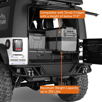 JK JL Trunk Drawer System w/Fridge Slide Mount for 2007-2026 Jeep Wrangler JK JL 4-Door, Tailgate Lockable Tool Box Cargo Storage Organizer