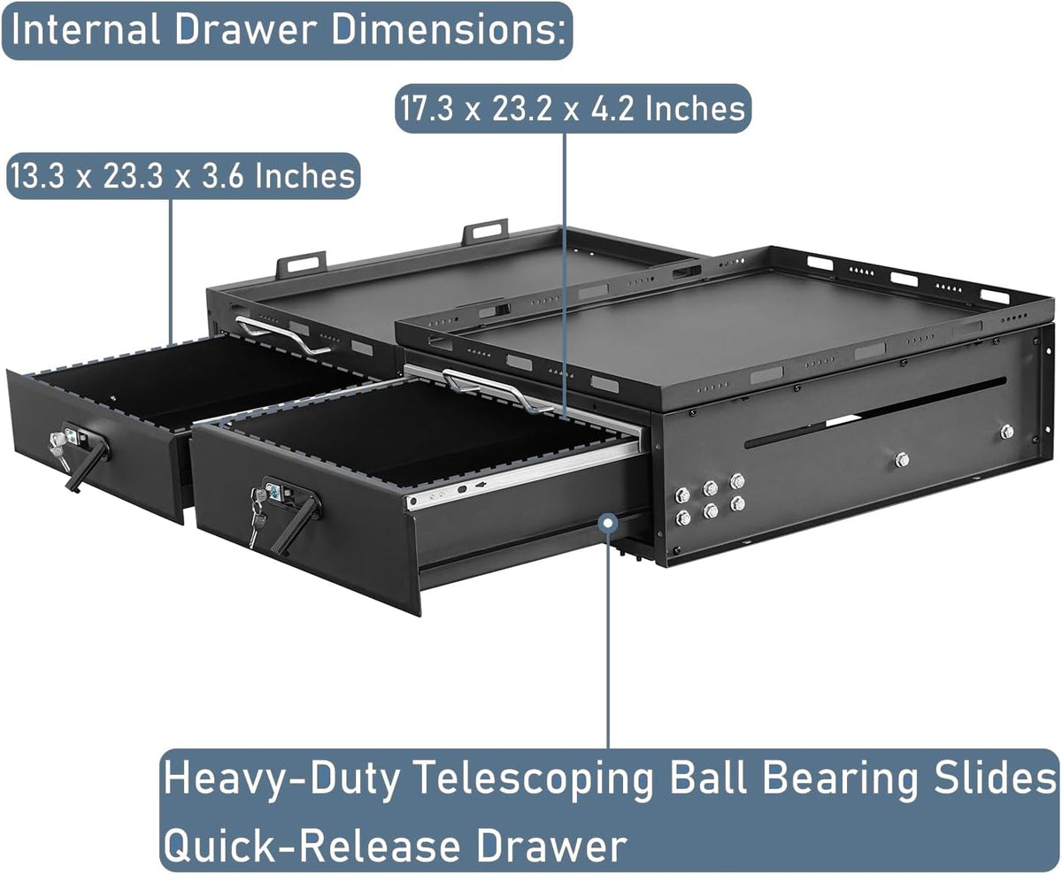 JK JL Trunk Drawer System w/Fridge Slide Mount for 2007-2026 Jeep Wrangler JK JL 4-Door, Tailgate Lockable Tool Box Cargo Storage Organizer