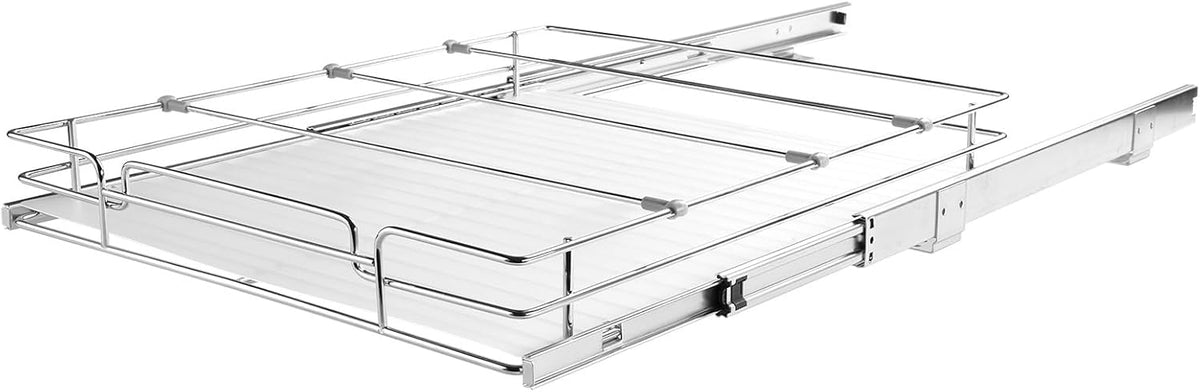 12.5"Wx21"Dx3.5"H Pull Out Cabinet Organizer, Heavy Duty Slide Out Pantry Shelves, Chrome-Plated Steel Roll Out Drawer, Drawer Storage for Home Under Sink, 14"Wx22"Dx7"H Install Size for Cabinet