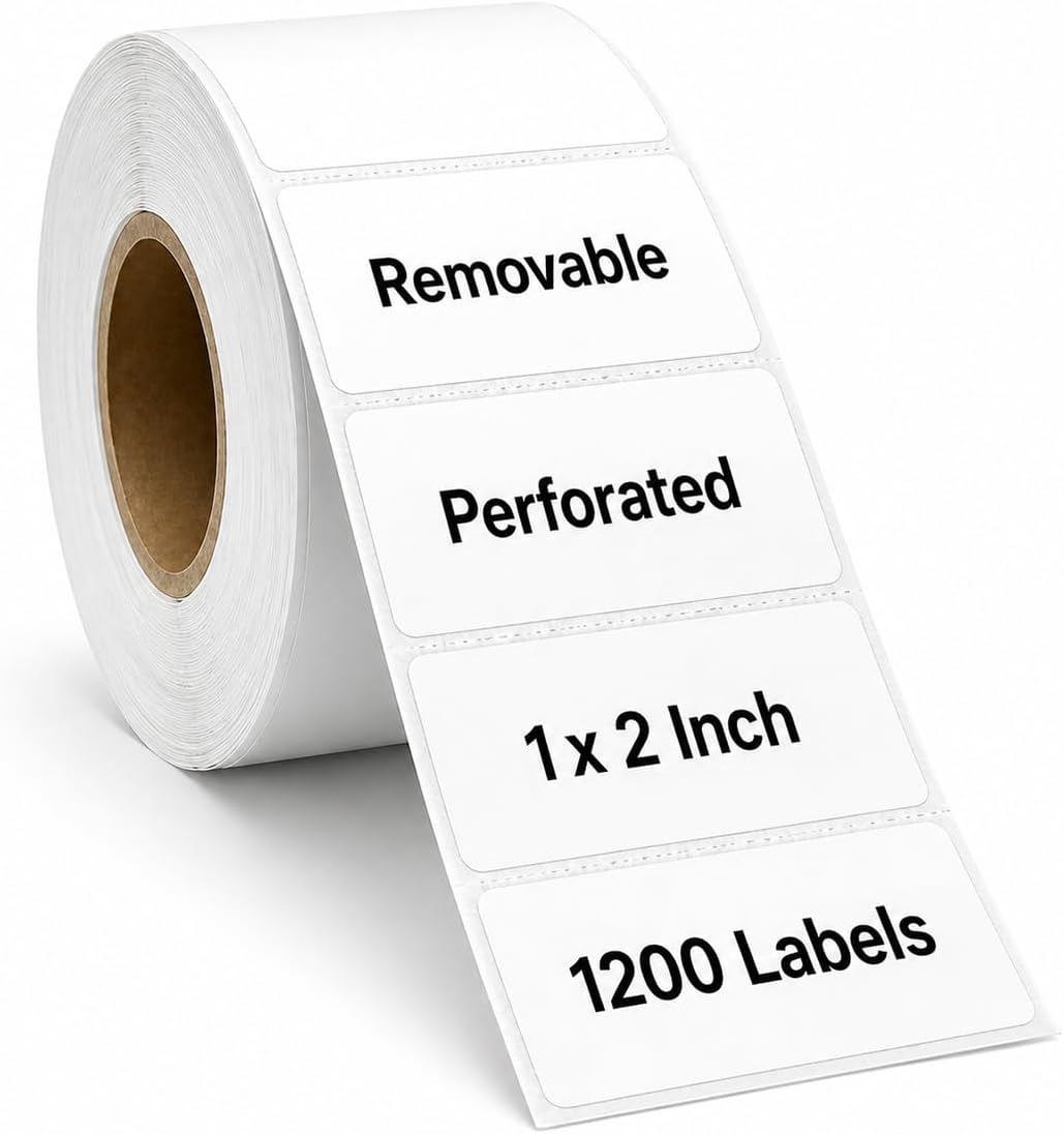 1200 Freezer Labels to Write On, 1x2 Inch Removable Food Labels, Freezer-Safe to -30°F with Perforation, Water & Oil-Resistant Date Labels for Food Containers, Meal Prep, Mason Jars & Pantry