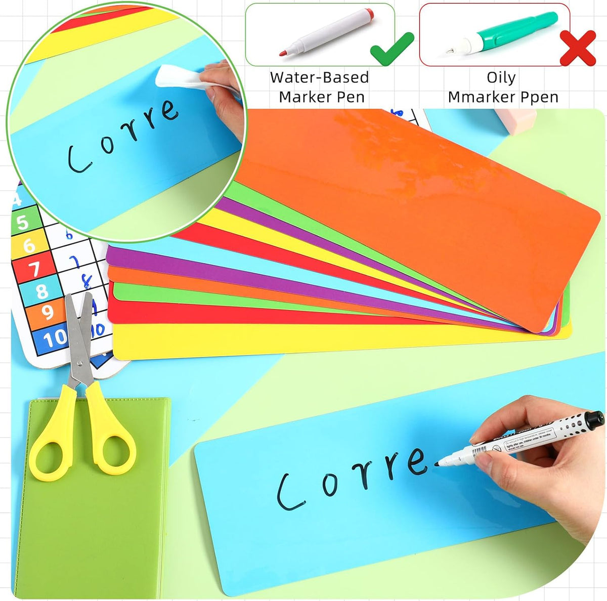 24 Pcs Large Magnetic Dry Erase Labels for Classroom 12 x 4 Inch Back to School Supplies Rectangle Magnetic Name Plates Label Magnet Stickers for Whiteboards Refrigerator(Frame Style)